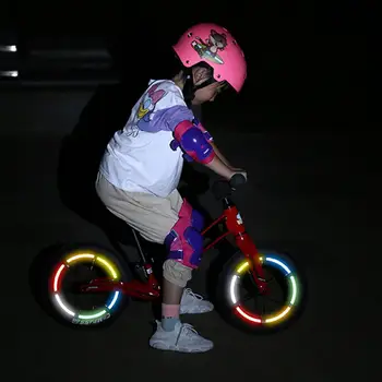10 Шт Светоотражающая наклейка-лента Детская Безопасность на балансировочном велосипеде, Водонепроницаемые наклейки на обод колеса велосипеда, Предупреждающие о ночной видимости, Ленты