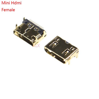 10шт Разъемов, совместимых с Mini HDMI, SMD 19-контактный, Паяемый методом оплавления под прямым углом, Печатная плата Rohs