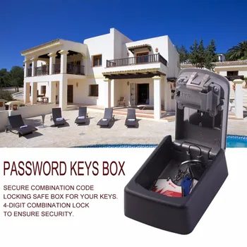 4-значная комбинация паролей Коробка для ключей Органайзер для хранения ключей Настенный кодовый замок домашней безопасности Коробка для ключей из сплава