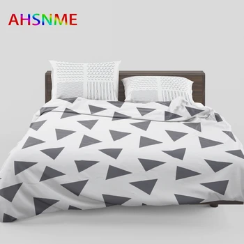 AHSNME черно-белые наборы пододеяльников с геометрическими узорами ropa de cama для США AU EU RU Размер подходит и принимает индивидуальные шаблоны