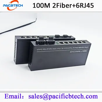 Fast Ethernet Оптоволоконный Коммутатор Медиаконвертер 2 Порта волокна 6RJ45 Оптоволоконный Порт Оптический Приемопередатчик 20 КМ SC Однорежимный 100 М