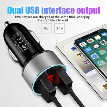 Автомобильное Зарядное Устройство 3.1A Quick Charge Dual USB Port LED Display Phone Adapter Универсальные Автомобильные Зарядные Устройства Для Мобильных Телефонов Адаптер Быстрой Зарядки