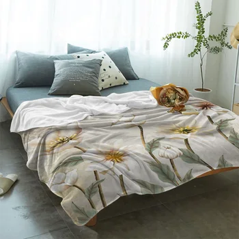 Винтажный фон, Одеяла с цветами, Портативное Мягкое покрывало для кровати, Офисное покрывало, Фланелевое одеяло