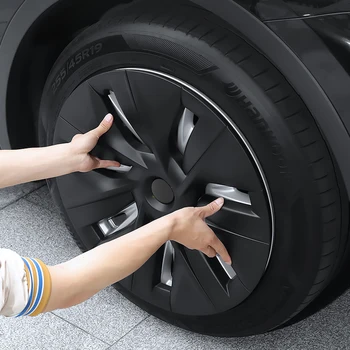 Для Tesla модель Y 2021 2022 Колпачок ступицы Полное покрытие Автомобильный колпачок Автомобильные аксессуары Замена колпачка колеса Комплект 4ШТ 19 дюймов
