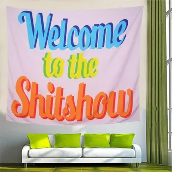 Добро пожаловать на Гобелен Shitshow, Забавный Гобелен в стиле Хиппи, Красочный Прочный Настенный Гобелен для Декора Гостиной Спальни Общежития