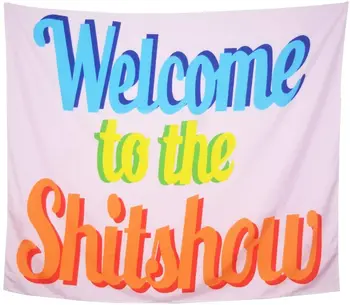 Добро пожаловать на Гобелен Shitshow, Забавный Гобелен в стиле Хиппи, Красочный Прочный Настенный Гобелен для Декора Гостиной Спальни Общежития