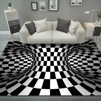 Домашний декор 3D Вихревая иллюзия, эффект ковровой ловушки, бездонное отверстие, геометрический оптический коврик, нескользящий коврик для гостиной, коврик для гостиной