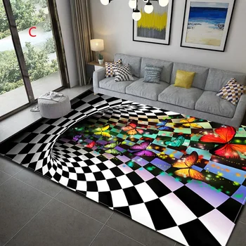 Домашний декор 3D Вихревая иллюзия, эффект ковровой ловушки, бездонное отверстие, геометрический оптический коврик, нескользящий коврик для гостиной, коврик для гостиной