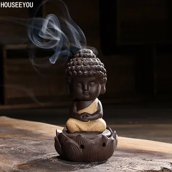 Керамическая статуя Будды для благовоний Горелка для благовоний Дисковый держатель для благовоний Плита Домашний декор из сандалового дерева Палочка для Благовоний Орнамент Будды