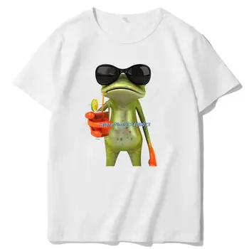 Классические футболки с изображением лягушки, Коктейльные солнцезащитные очки, повседневные футболки с коротким рукавом, футболки, топы, летняя мужская одежда в стиле харадзюку
