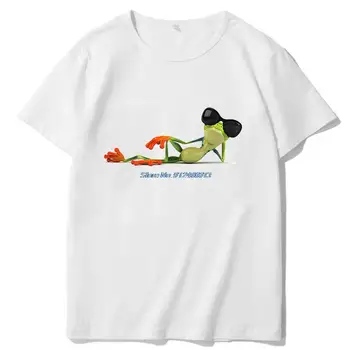 Классические футболки с изображением лягушки, Коктейльные солнцезащитные очки, повседневные футболки с коротким рукавом, футболки, топы, летняя мужская одежда в стиле харадзюку