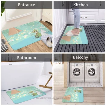 Коврик для ванной с изображением Муми-троллей, Коврик для рыбалки, Фланелевый ковер, Коврик для балкона, Украшение дома