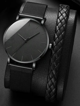 Минималистичные мужские модные ультратонкие часы Простые мужские деловые кварцевые часы с сетчатым поясом Мужские наручные часы Relogio Masculino