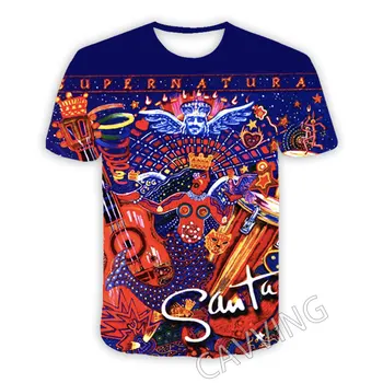 Новые модные Женские/Мужские Повседневные футболки Santana Band с 3D принтом, Футболки в стиле хип-хоп, Топы в стиле Харадзюку, Одежда T01