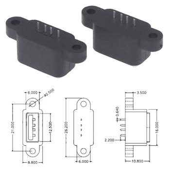 Новый 5шт Черный Водонепроницаемый Разъем USB 2.0 Для зарядки и Передачи данных 4-Контактный Порт интерфейса USB USB2.0 Разъем Plug Jack Socket PCB Dock