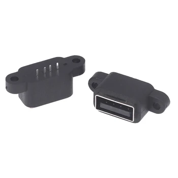 Новый 5шт Черный Водонепроницаемый Разъем USB 2.0 Для зарядки и Передачи данных 4-Контактный Порт интерфейса USB USB2.0 Разъем Plug Jack Socket PCB Dock