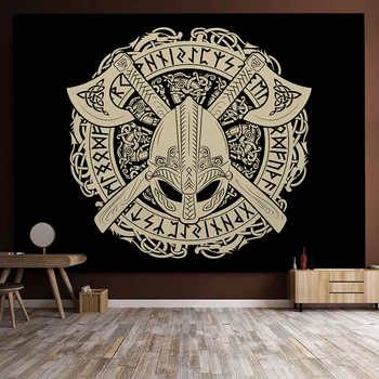 Подвесной гобелен в стиле викингов с Психоделическими Таинственными Рунами для медитации, Настенный Гобелен для домашнего декора гостиной Спальни