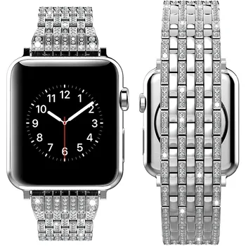 Ремешок из нержавеющей Стали для Apple Watch Band 8 7 6 5 4 SE 49мм 41мм 45мм 44мм 40мм Бриллиантовый Браслет iWatch Series 7 6 3 Браслеты