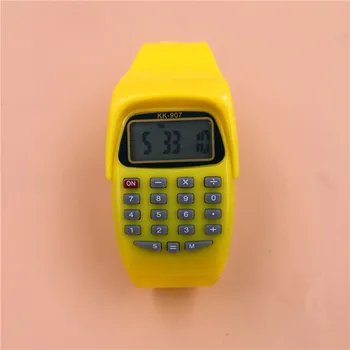 Светодиодный калькулятор, Часы, Электронный цифровой хронограф, Компьютер, Детские Спортивные резиновые наручные часы для мальчиков и девочек