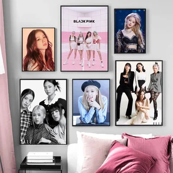 Серия Music Stars Korea Girls Group Черно-розовый Холст, живопись, Плакат, Эстетические Настенные панно, Подарки, Украшение бара и кафе в спальне