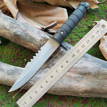 Тактический прямой нож для выживания в дикой природе - нержавеющая сталь 440, ручка ABS, портативный инструмент для охоты, кемпинга и выживания