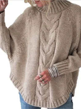 Уличная мода, водолазка, пуловер с длинным рукавом, вязаное однотонное асимметричное осенне-зимнее новое женское платье