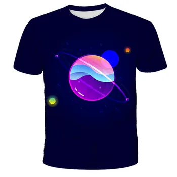Футболка с изображением звездного неба с короткими рукавами для мальчиков и девочек, футболка оверсайз, детские футболки, забавные футболки, топы, детская одежда, уличная одежда