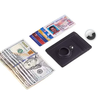 Чехол для держателя кредитной ID-карты с защитой от RFID, чехол для Airtag, мужской женский кошелек из углеродного волокна, кожаные тонкие кошельки для Airtag, Air Tag