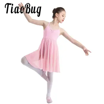 Шифоновое трико для танцовщицы балета для девочек, платье-пачка для гимнастики без рукавов, Тренировочный костюм Балерины для детей, одежда для танцев
