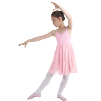 Шифоновое трико для танцовщицы балета для девочек, платье-пачка для гимнастики без рукавов, Тренировочный костюм Балерины для детей, одежда для танцев